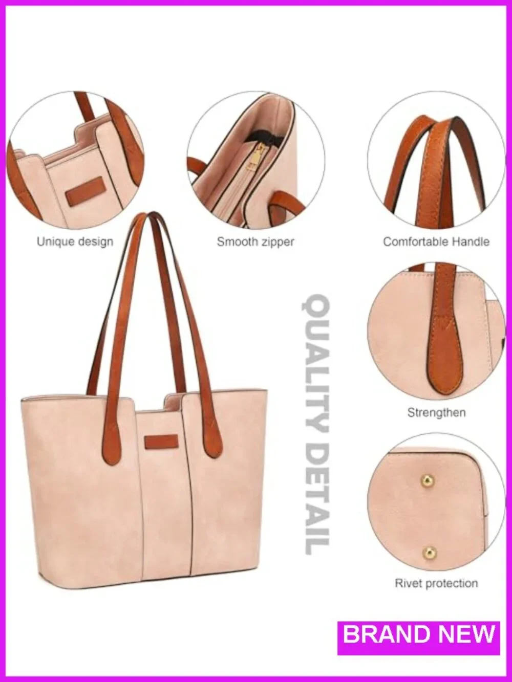 Faux Leather Top Handle Satchel Hobo Tote Bag